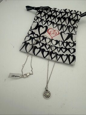 Brighton Pebble periDot Reversible Medallion necklace NWT